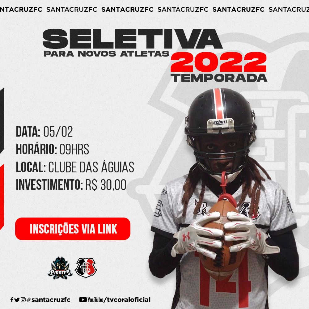 SCPiratesFA's tweet photo. E tu já pensou em jogar Futebol Americano? Pois se sim, tua chance é agora! As seletivas para novos atletas do Futebol Americano do Santinha estão abertas! Inscrições pelo Link: https://t.co/APetI9oM5A

Simbora!!! https://t.co/8msZDNqvkC