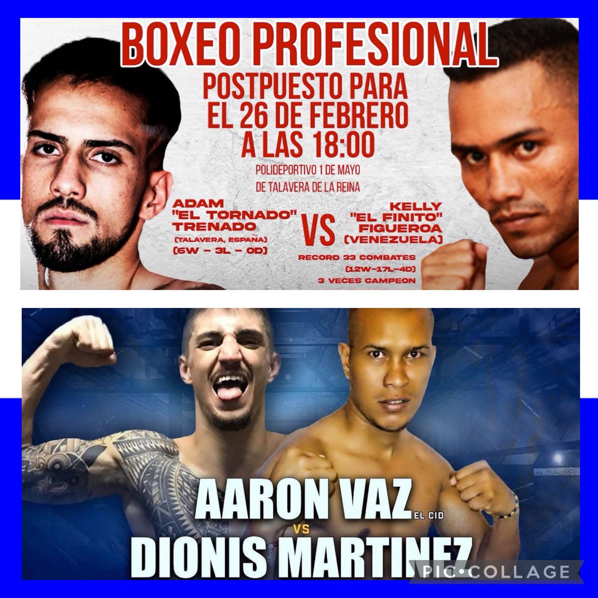 COMBATE CONFIRMADO🆕
Desde Izarrak queremos comunicar un nuevo combate que se añadirá al TRENADO vs FIGUEROA. se suma a la velada Aaron Vaz Vs Dionis Martínez, esperamos que sea un combate que os haga disfrutar más aún de la gran velada en el 1 de Mayo.
ENTRADAS AÚN A LA VENTA⚠️