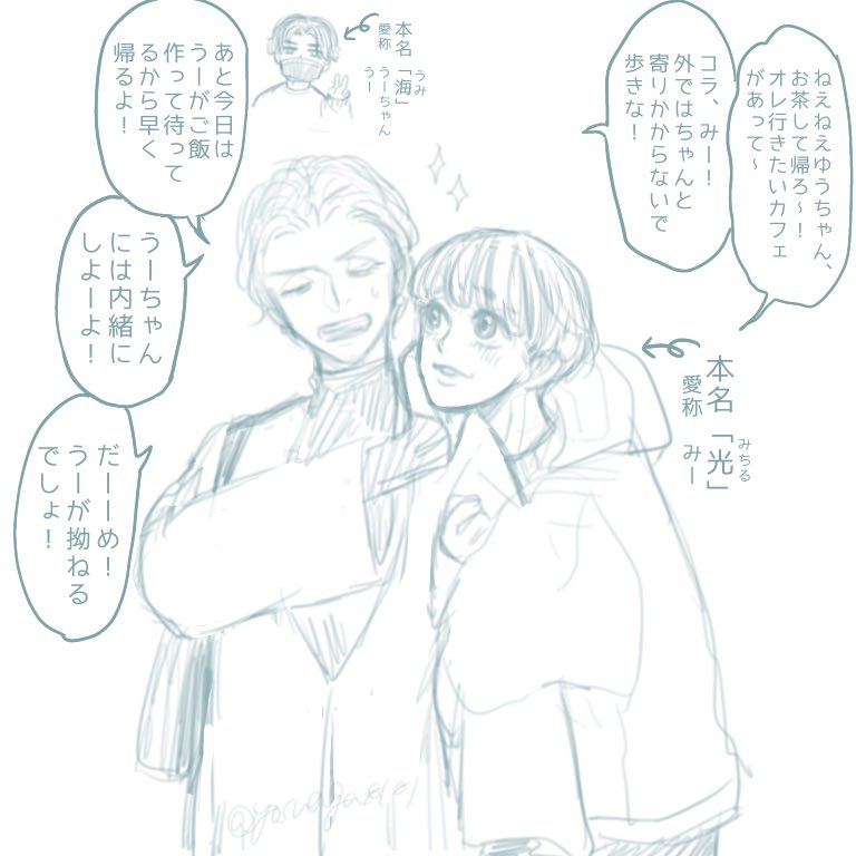監💠の弟の光(みちる)くん。
監家のかわいい担当。明るくて社交的で甘え上手。最近メイクにハマっている。スポーツ万能で勉強も出来る要領が良い子。あとテコンドー黒帯。怒らせると大変。歳の離れたねーちゃんにわがまま放題。