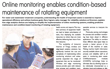 Nice article from Emerson's Gary Ingram in the latest edition of <a href="/watermagtweets/">Water Magazine</a> magazine about monitoring important rotating equipment: watermagazine.co.uk/#february2022_… #Maintenance