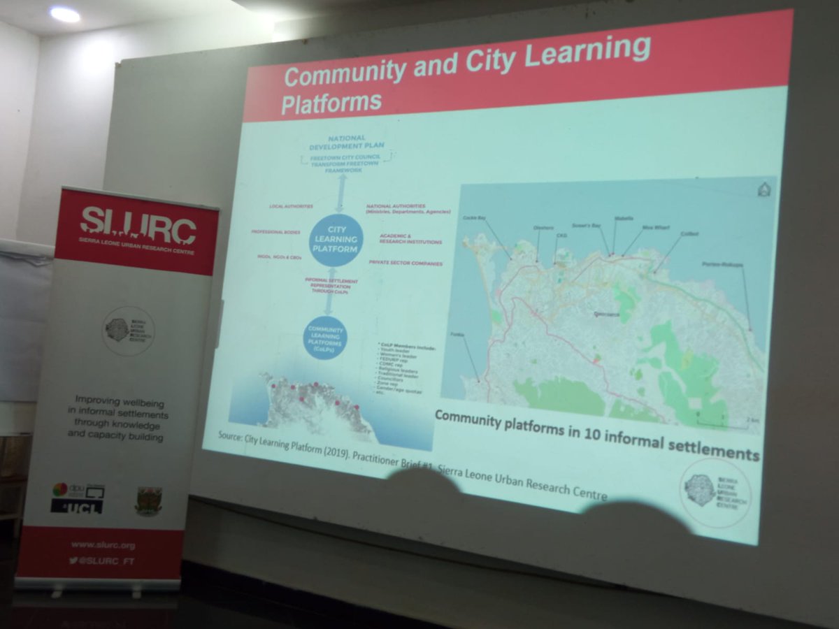 SLURC_FT's tweet photo. The #CityLearningPlatform is a space for #learning and sharing, in which different actors can gather to discuss experiences, coordinate and develop proposals for the #upgrading of #informal #settlements in the city of #Freetown. #FreetownCityExhibition https://t.co/vGLeW0WxuC