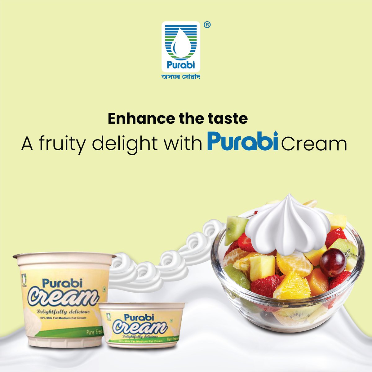 purabidairy's tweet photo. Add cream to your bowl of fruits and enjoy a fruity delight.

#Assam #purabidairy #dairyproducts #cream #fruitylicious https://t.co/D9Zks03Bs4