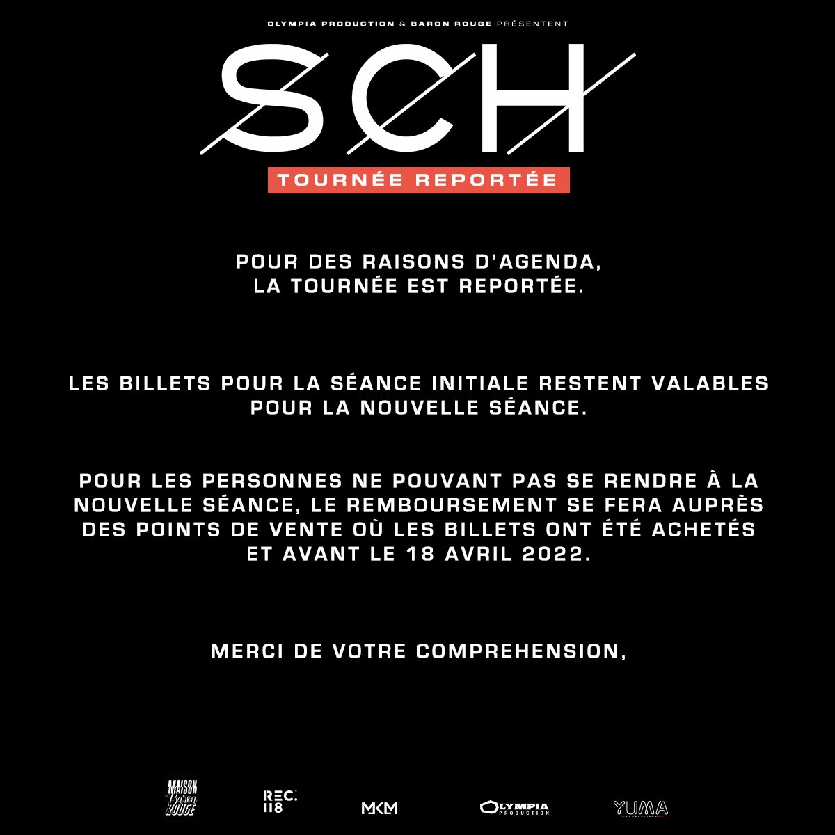 Sch_Mathafack's tweet photo. Mes scélérats, les places pour les concerts à l’Orange Vélodrome et à l’Accor Arena seront dispo en exclu pour les abonnés @spotifyfrance pendant 48h à partir du 2 février à midi. Hâte de vous retrouver en tournée l’équipe ! Love sur vous https://t.co/RbehmjHPGF