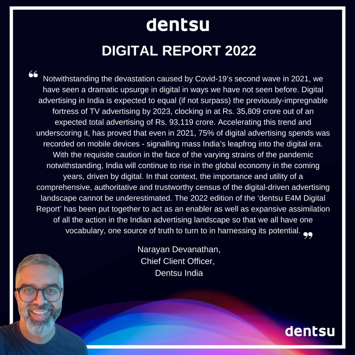 What’s in store for all things Digital Advertising &amp; Marketing after a tumultuous 2021? Find out exclusively as dentsu India unveils the 6th edition of the #DentsuDigitalReport. 

Click here to get your copy now: dentsu.in/digital_report…

#dentsue4mReport