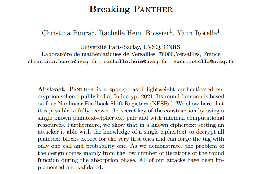 Yet another evidence that cryptography needs to pass the test of time.

📜 eprint.iacr.org/2022/111.pdf