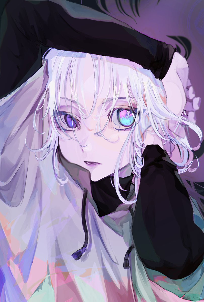 solo 1girl white hair looking at viewer hat blue eyes portrait  illustration images