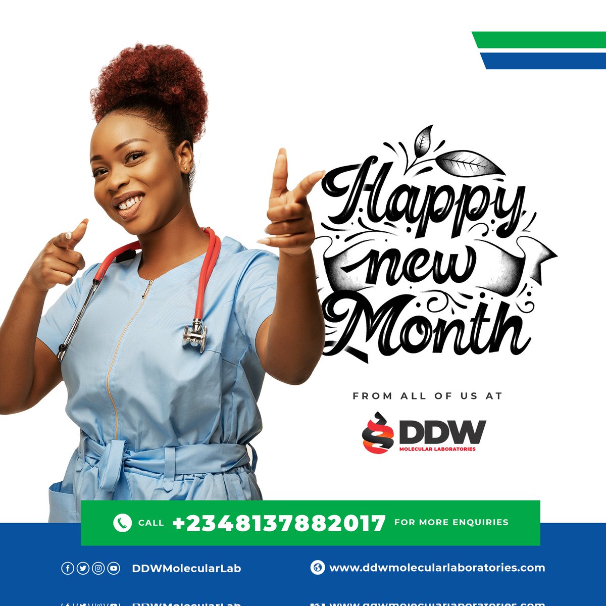 From all of us at DDW Molecular Laboratories, we say Happy New Month to you 🥳

Book an appointment with us for all your laboratory needs
Contact: 08137882017
Address: 8 Opobo Crescent, GRA, Port Harcourt