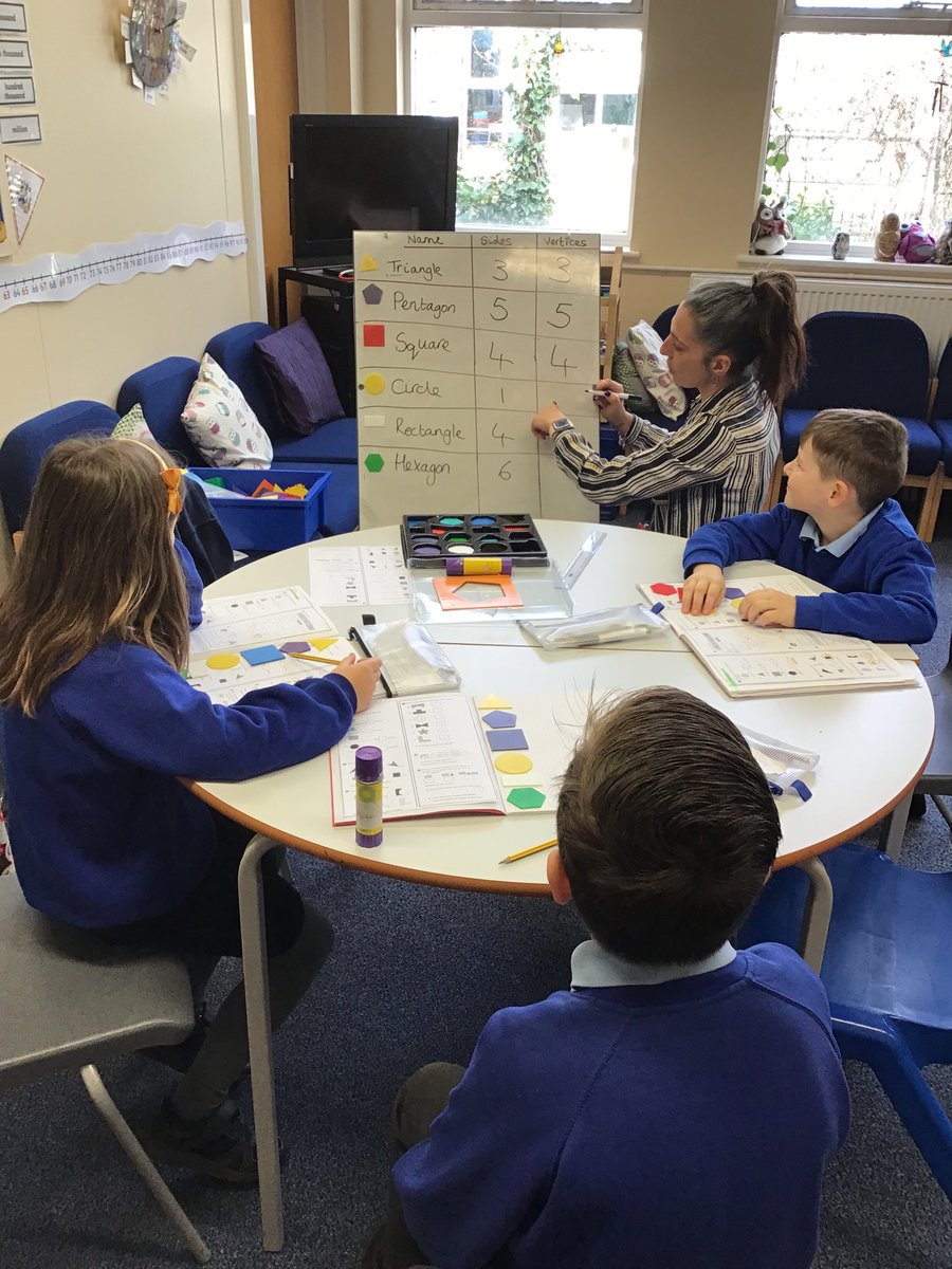 StColumbasCPS's tweet photo. Children working hard with Mrs Thomas in maths this morning #2Dshapes #vertices #sides #makeyourownpattern ⁦@bcw_cat⁩ https://t.co/JKP8KrxrvF