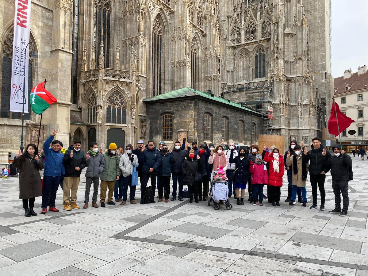 GeorgBauer8's tweet photo. Marking the first anniversary of the Myanmar Spring Revolution in Vienna, Austria 🇦🇹, with @NUGMyanmar  Minister of Human Rights, Saya @aung_myo_minn! 

#withyoumyanmar
#WhatsHappeningInMyanmar https://t.co/6WcUPYAGZ1