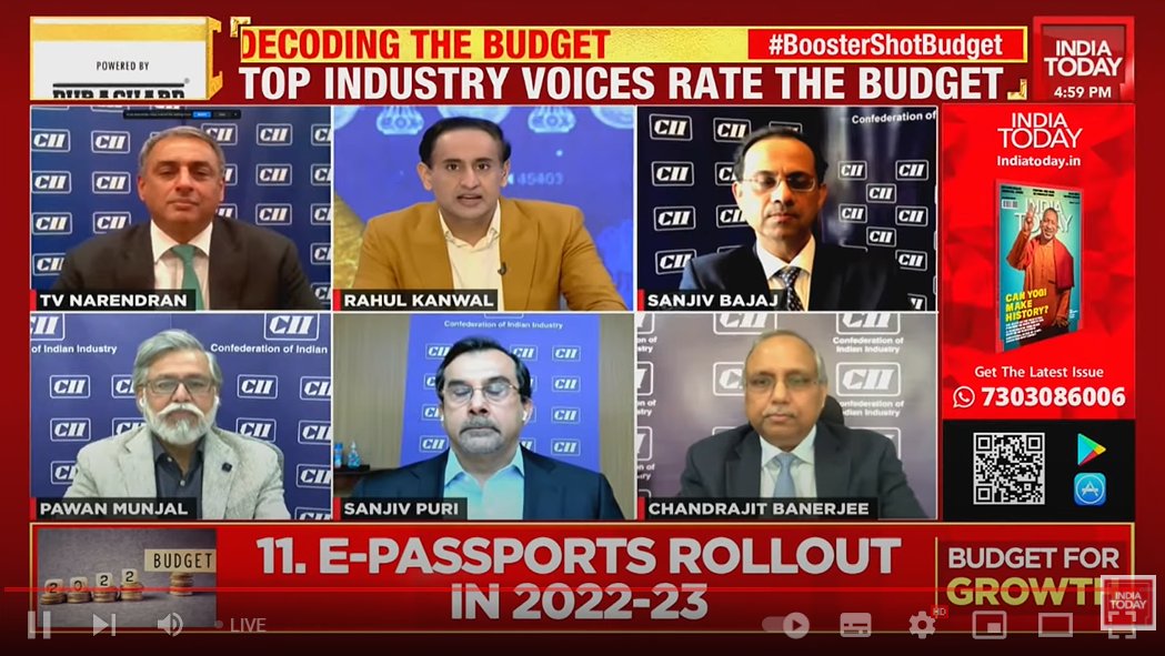 business_today's tweet photo. #BoosterDoseBudget | The announcements today in the Budget will definitely support this cause towards electrification, towards a greener and cleaner future: said Pawan Munjal, VP, CII on Business Today TV https://t.co/EaIyUKqxqu