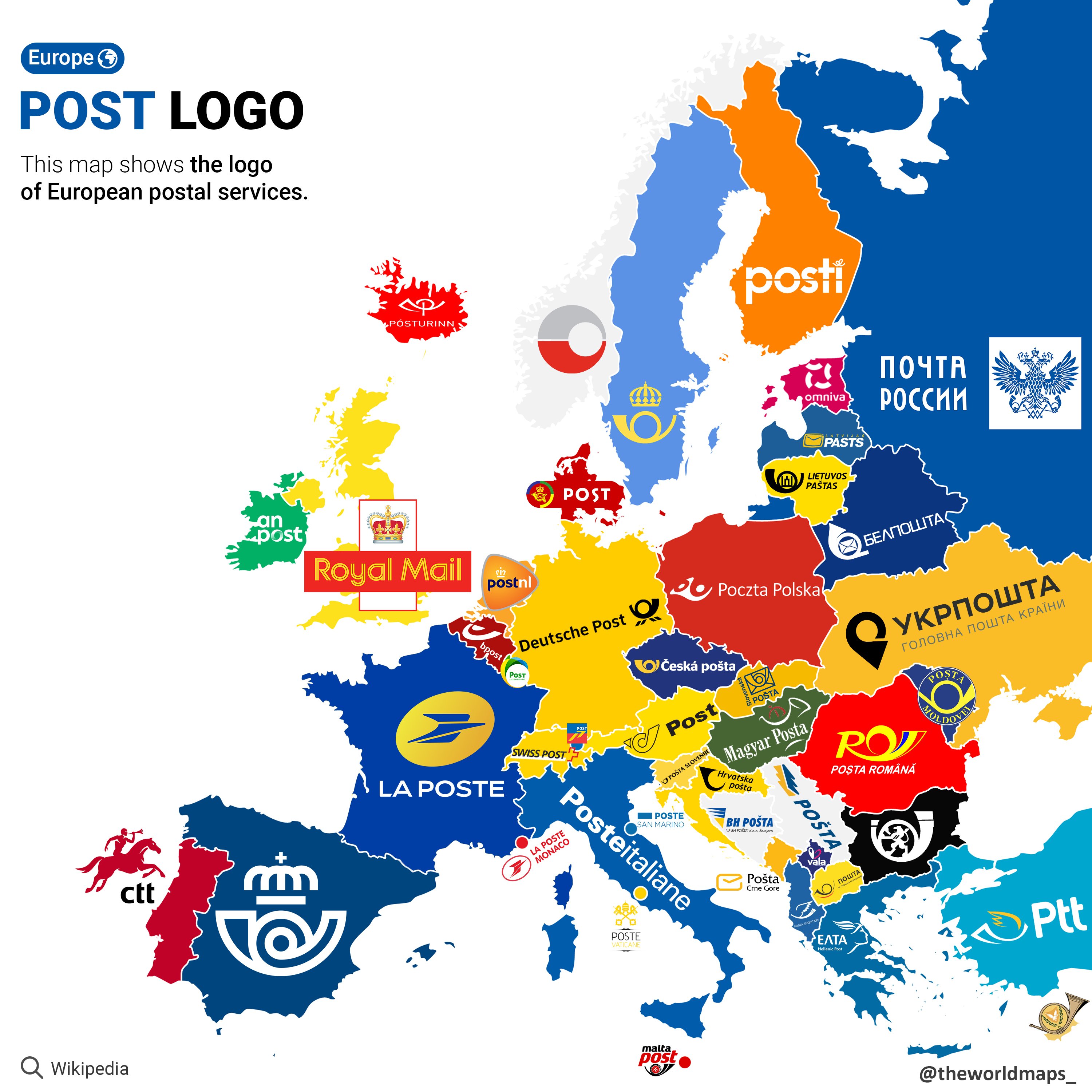 World Maps on X: "The logo of European postal services Source: @Wikipedia # maps #europe #logo #post #infographic https://t.co/t9gR4WqcrR" / X
