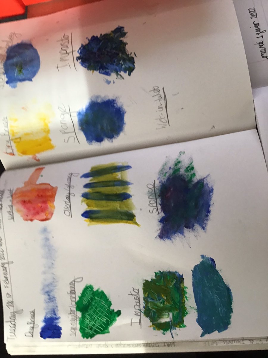 dartonclass7's tweet image. @DartonPrimary #DPS_art acrylic painting techniques , impasto, overlaying, dry brush, combing and wet-in-wet 🎨🖌🧑‍🎨