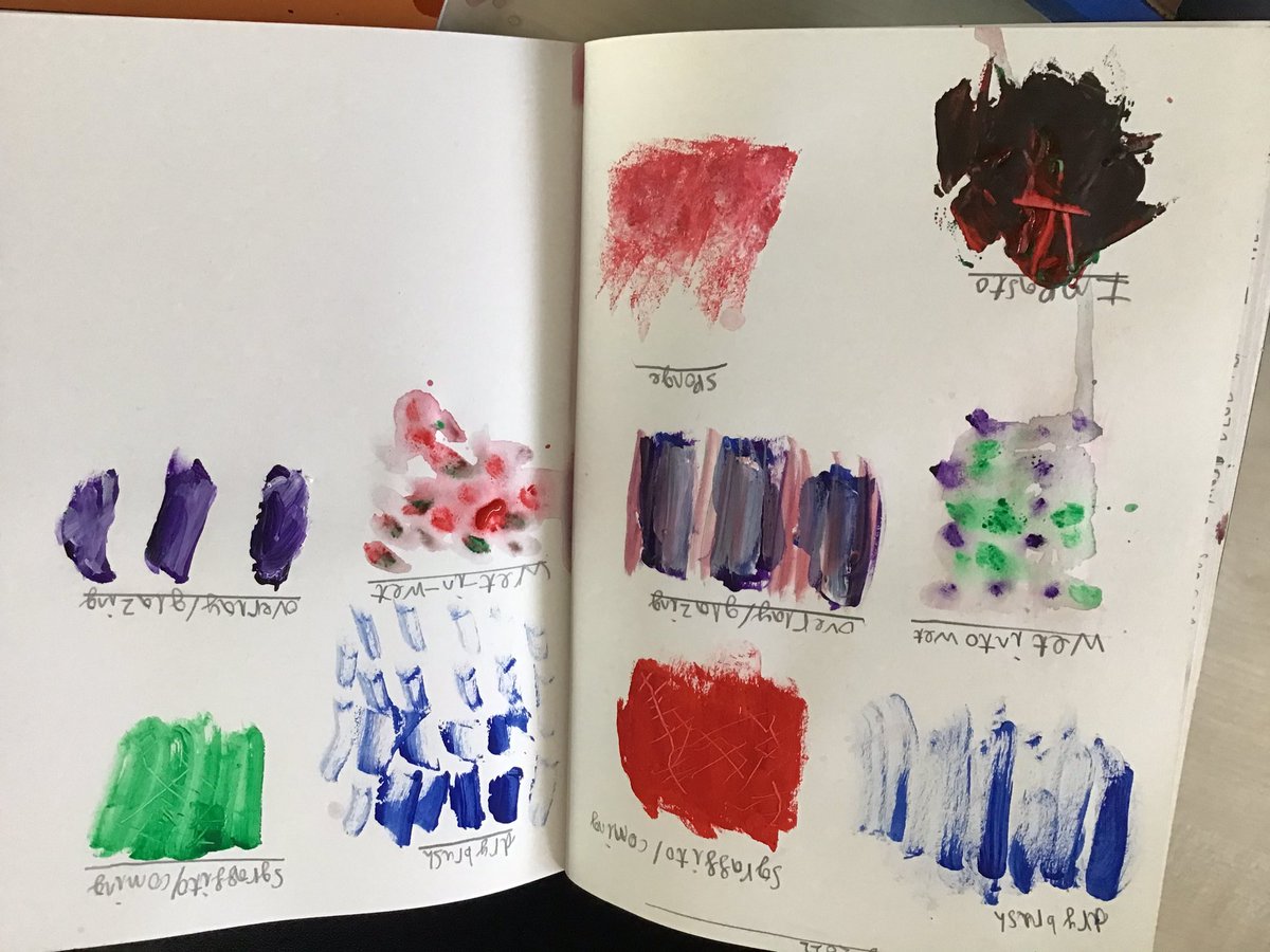 dartonclass7's tweet image. @DartonPrimary #DPS_art acrylic painting techniques , impasto, overlaying, dry brush, combing and wet-in-wet 🎨🖌🧑‍🎨