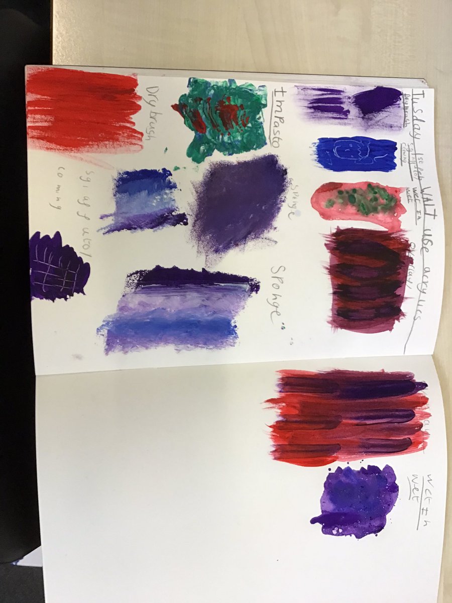 dartonclass7's tweet image. @DartonPrimary #DPS_art acrylic painting techniques , impasto, overlaying, dry brush, combing and wet-in-wet 🎨🖌🧑‍🎨