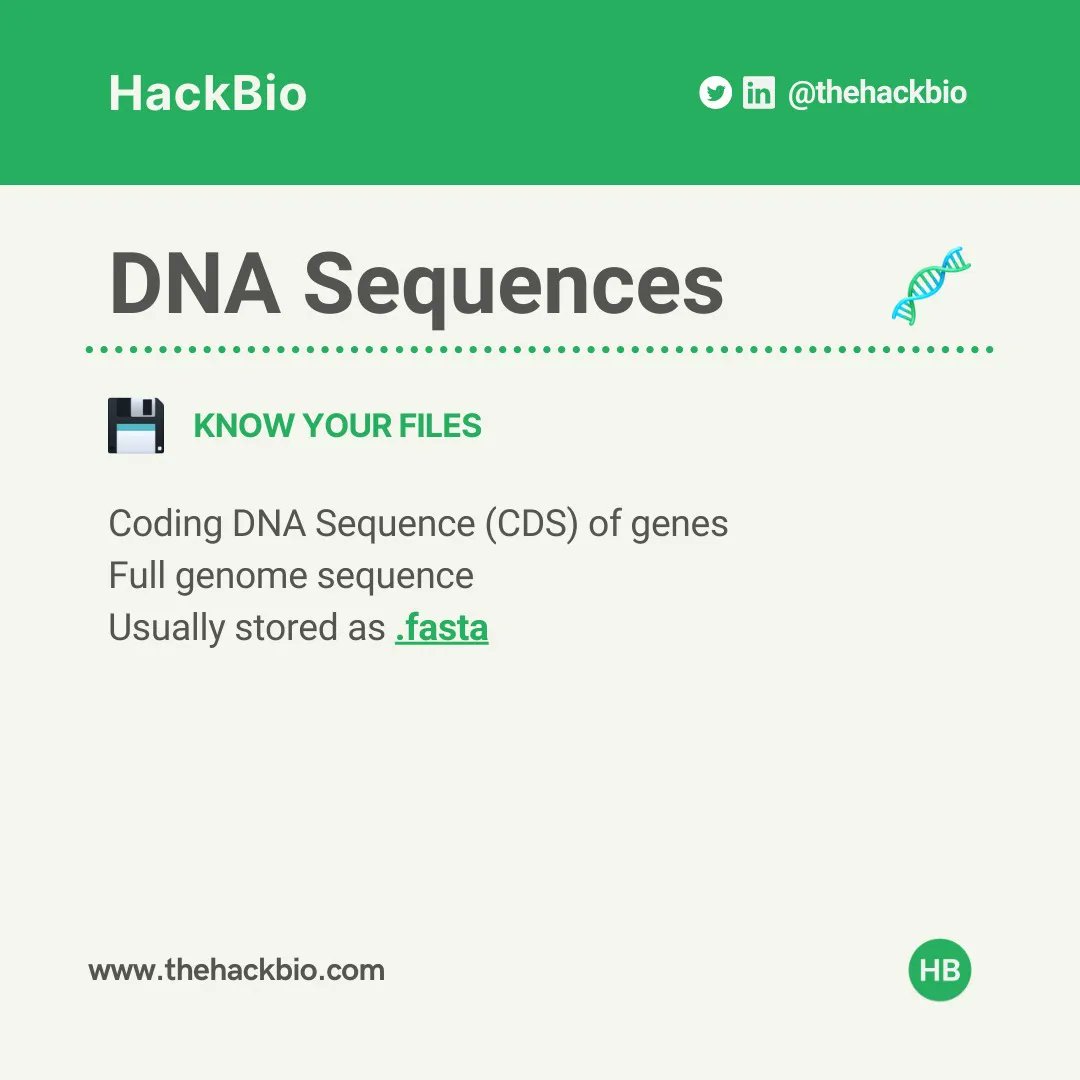 TheHackbio's tweet image. Common type of biological data found in bioinformatics.
What other ones do you know?
#bioinformaticshelp #bioinformaticstools #onlinetraining
