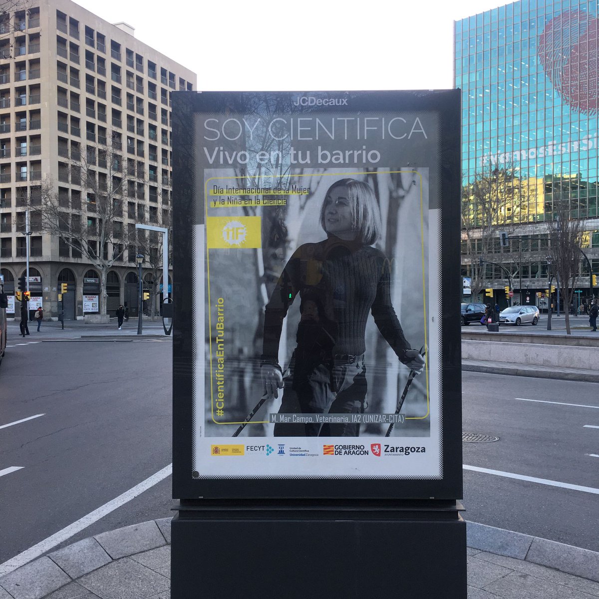 UccUnizar's tweet photo. Hoy @Zaragoza_es ha amanecido rodeada de #científicas. Ya están en las calles los mupis de "Soy Científica. Vivo en tu barrio".
¡Busca a las 11 y comparte tus fotos con el hashtag #CientíficaEnTuBarrio!

#11f2022
@unizar
@FECYT_Ciencia
@CienciaGob
@GobAragon
@11defebreroES https://t.co/B0DyevMVnY
