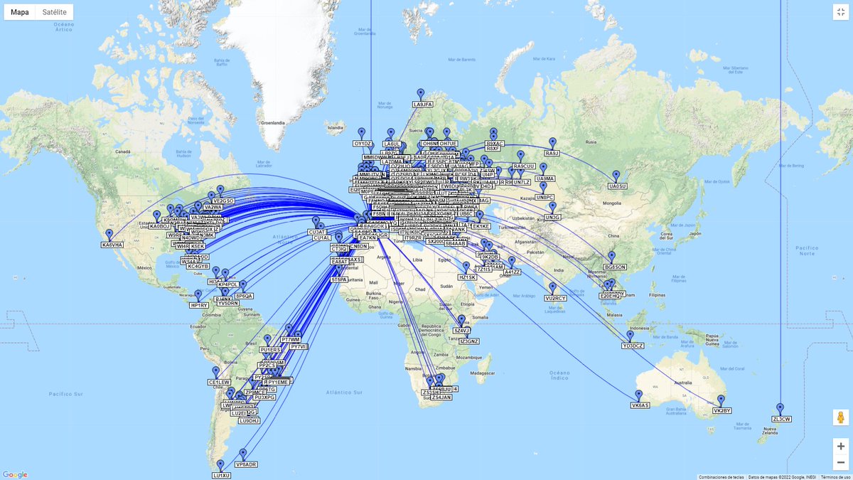 Ea4Hfk's tweet photo. Since the beginning of 2022, 852 QSOs on #HF (SSB+FT8+FT4 and RTTY) with my first setup after 22 years inactive on HF. #Icom IC-7300 + Komunica HF-PRO2 vertical antenna.
Happy!๐
#qsomap #hfband #hamradio https://t.co/iseSeHNwJN