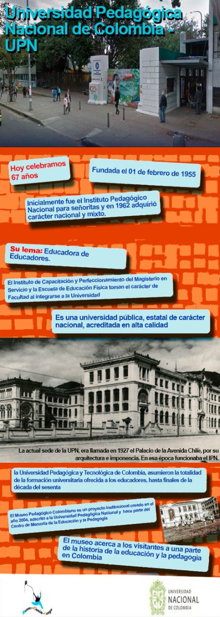 CienciayJuegoUN's tweet photo. Hoy #1Febrero celebramos el cumpleaños número 67🎂 de la Universidad Pedagógica Nacional de Colombia👩🏫🧑🏫👩🎓🧑🎓 @comunidadUPN
Una felicitación desde su universidad hermana🫂🤝 @UNALOficial
#UPN #UNAL #universidadpública #formacióndecalidad #VolverAlasAulas https://t.co/RaLSNCe2YT