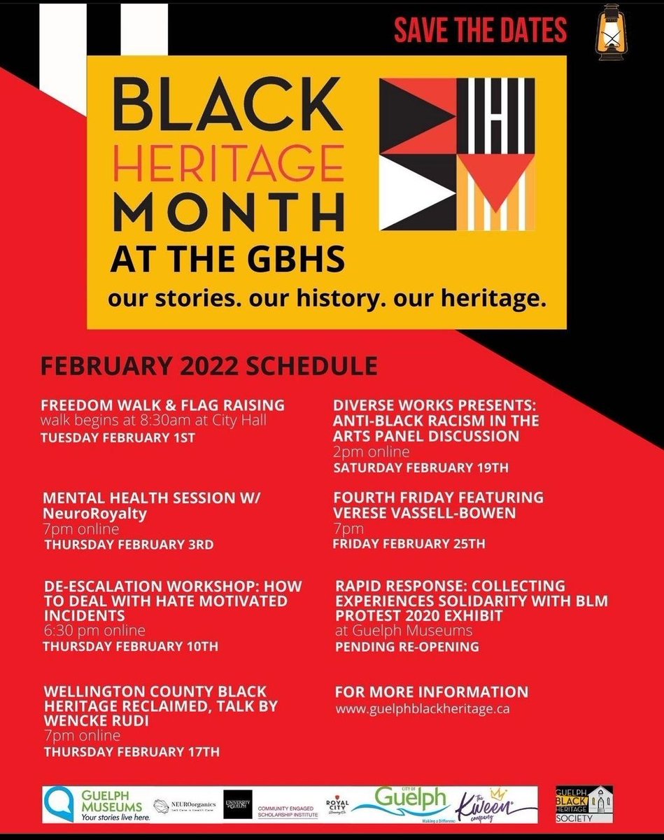 thekweencompany's tweet photo. Happy Black Heritage Month. There is a lot happening. Make sure to mark your calendars. 

@GuelphBHS has lots of wonderful events happening all month long! 

#thekweencompany #guelphblackheritage #changestartsnow #BlackHistoryMonth https://t.co/kVljeLU3SY