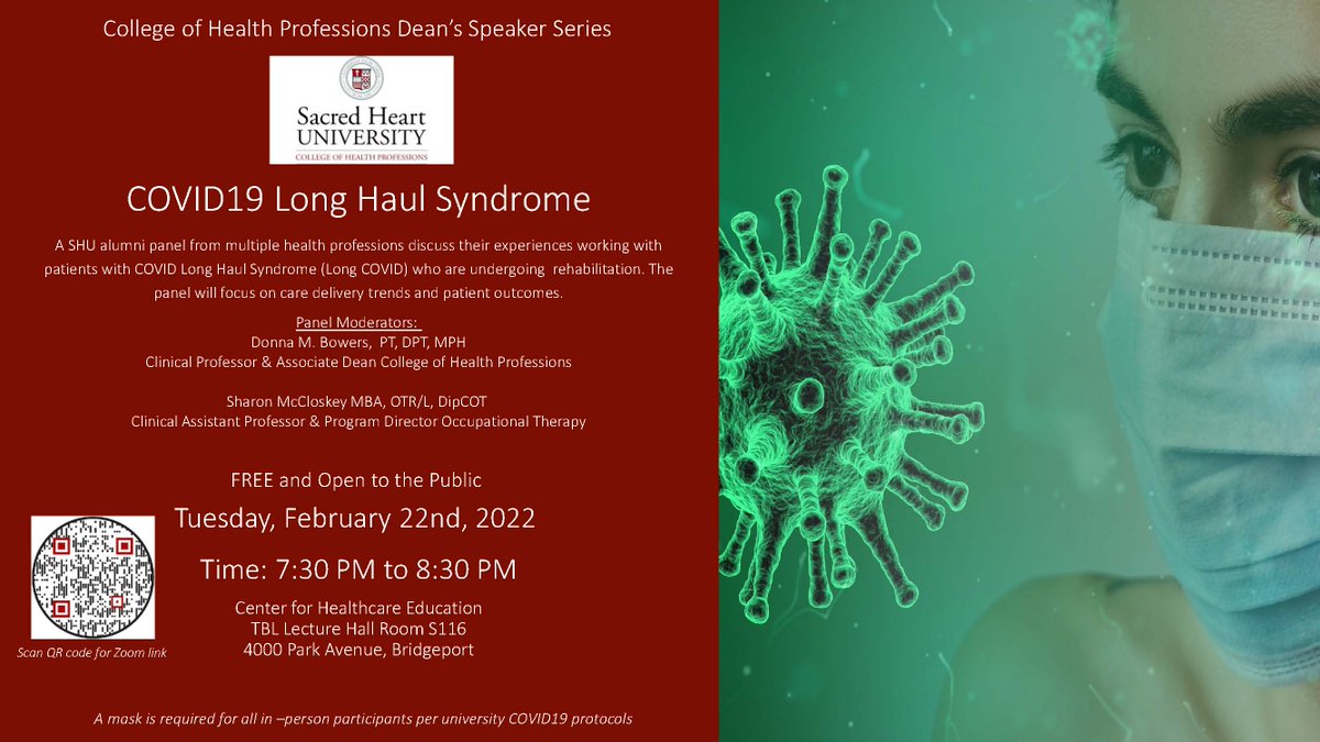 shudpt's tweet photo. Long COVID: want to learn more about it for free?
Save the date Feb 22nd (Tuesday) 7:30pm 
Please share: @APTAStudents @APTAtweets @CtSsig  @sunsopeningband @OnTapPhysio https://t.co/VFnr1llTYV