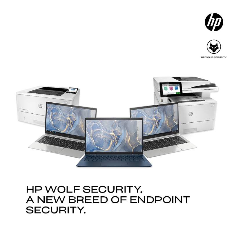 HPUK's tweet photo. Protect your work from home with the world's most secure printers.