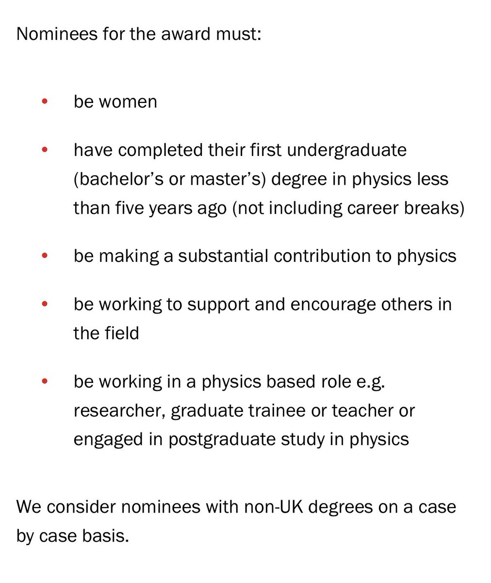 Dr Jess Wade liked it here once (@jesswade) on Twitter photo early career women physicists! you have two weeks left to apply for the <a href="/PhysicsNews/">Institute of Physics</a> Jocelyn Bell Burnell Medal. if you’re doing sensational science, awesome advocacy or tremendous teaching and graduated < 5 years ago, this prize is for you.😃
iop.org/about/awards/b… #WomenInSTEM early career women physicists! you have two weeks left to apply for the <a href="/PhysicsNews/">Institute of Physics</a> Jocelyn Bell Burnell Medal. if you’re doing sensational science, awesome advocacy or tremendous teaching and graduated < 5 years ago, this prize is for you.😃
iop.org/about/awards/b… #WomenInSTEM