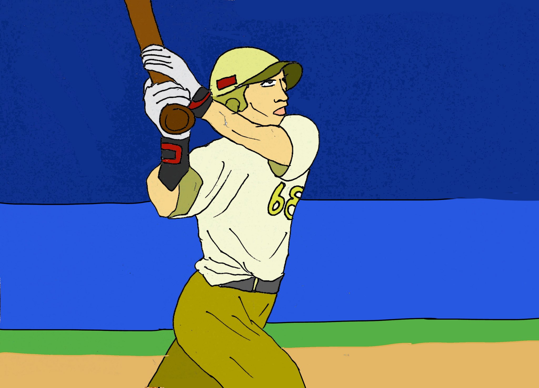 大西ユースケ 今日のイラスト Vol 478 起死回生の代打ホームランを打った 岸魁聖 きしかいせい 選手 ホームラン 野球 イラスト イラストレーター 絵 お絵描き デザイン 漫画 Illust Art Design Manga 1コマ漫画 ギャグ漫画 T Co