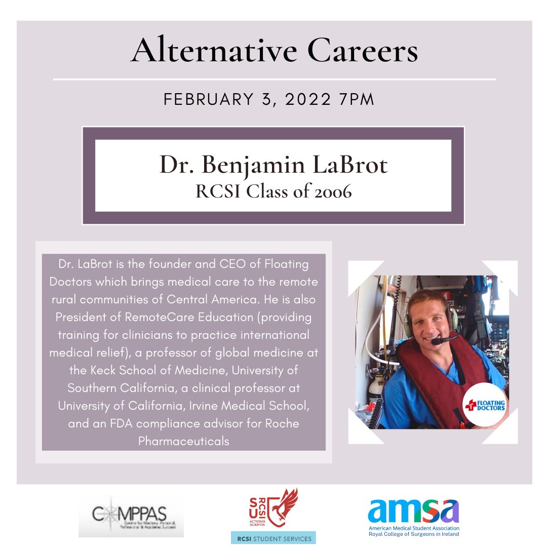 RCSI Career Services (@careerrcsi) on Twitter photo Are you curious about an alternative career? Do you know what career you can consider with your degree? Join us for you Alternative Careers Professional Identity Series Feb 3rd @ 7pm. Book via ow.ly/hh6Y50HJajQ or contact careerhub2@rcsi.ie Are you curious about an alternative career? Do you know what career you can consider with your degree? Join us for you Alternative Careers Professional Identity Series Feb 3rd @ 7pm. Book via ow.ly/hh6Y50HJajQ or contact careerhub2@rcsi.ie