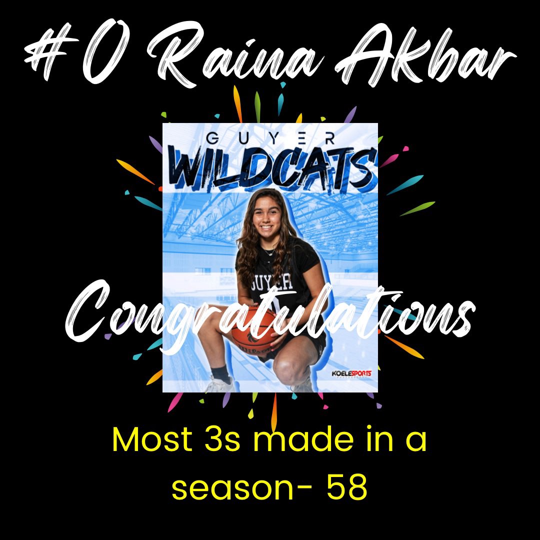 🚨🚨🚨SHOUT OUT ALERT 🚨🚨🚨.          @raina_jaiden11 has broken our program record for most 3 pointers made in a single season with 58! Congrats Raina on all your hard work. Can’t wait to see what all you accomplish.
