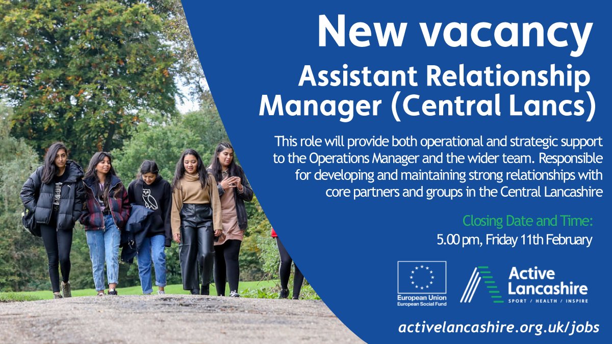 Our latest vacancy is now live. We're looking for a self-motivated, organised and enthusiastic individual to join our team as Assistant Relationship Management. 

Find out more here ➡️ loom.ly/Yefc0Zc

For an informal chat, please message <a href="/BKActiveLancs/">Beth Kay</a>
