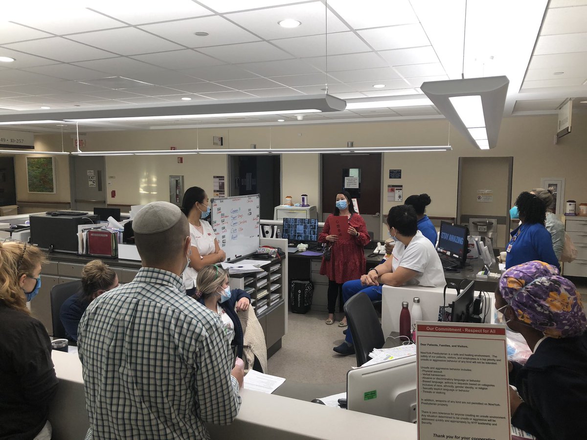 ger9041's tweet photo. 10 South Oncology staff huddle! Amazing team discussion around comfort care, falls and new initiatives! @ElizabethRause1 @nurseraso @marygnyny @larascrimenti https://t.co/R0tD4Grkkr