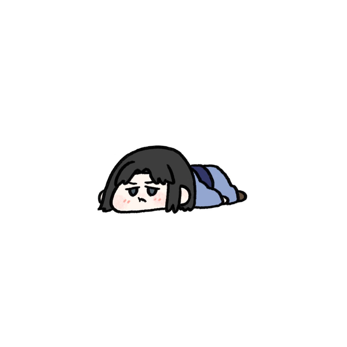 ryougi shiki 1girl solo black hair white background lying on stomach chibi  illustration images