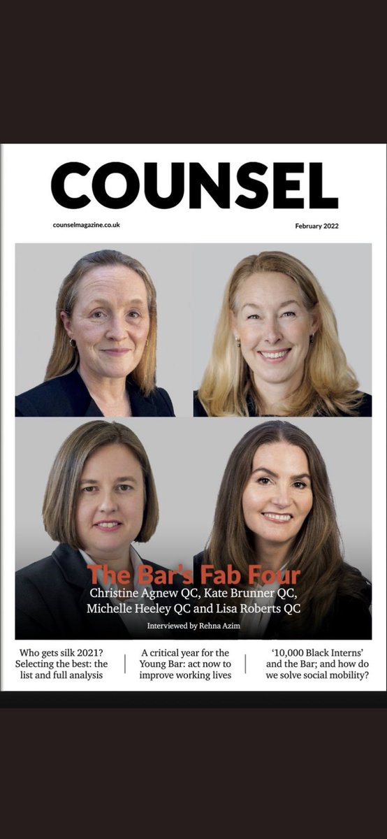 Christine Agnew QC in this month’s @CounselMagazine speaking about her role as Leader of the South East Circuit & the challenges faced in the future. @KateBrunnerQC @CAgnewQC @Brummybar @circuitnorth