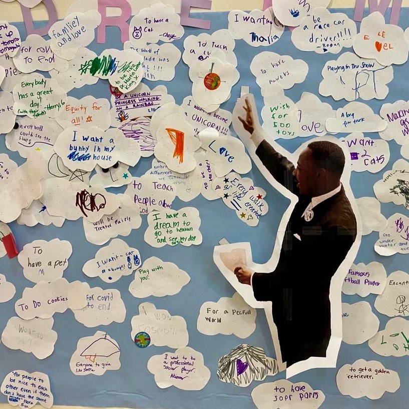 LoudounLibrary's tweet image. What a way to start #BlackHistoryMonth! Thank you to all of the amazing kids at #RustLibrary who participated in our "We Have a Dream Wall" to celebrate Martin Luther King Jr.! We loved seeing all of their hopes and dreams for themselves, their families, and their community. 💗