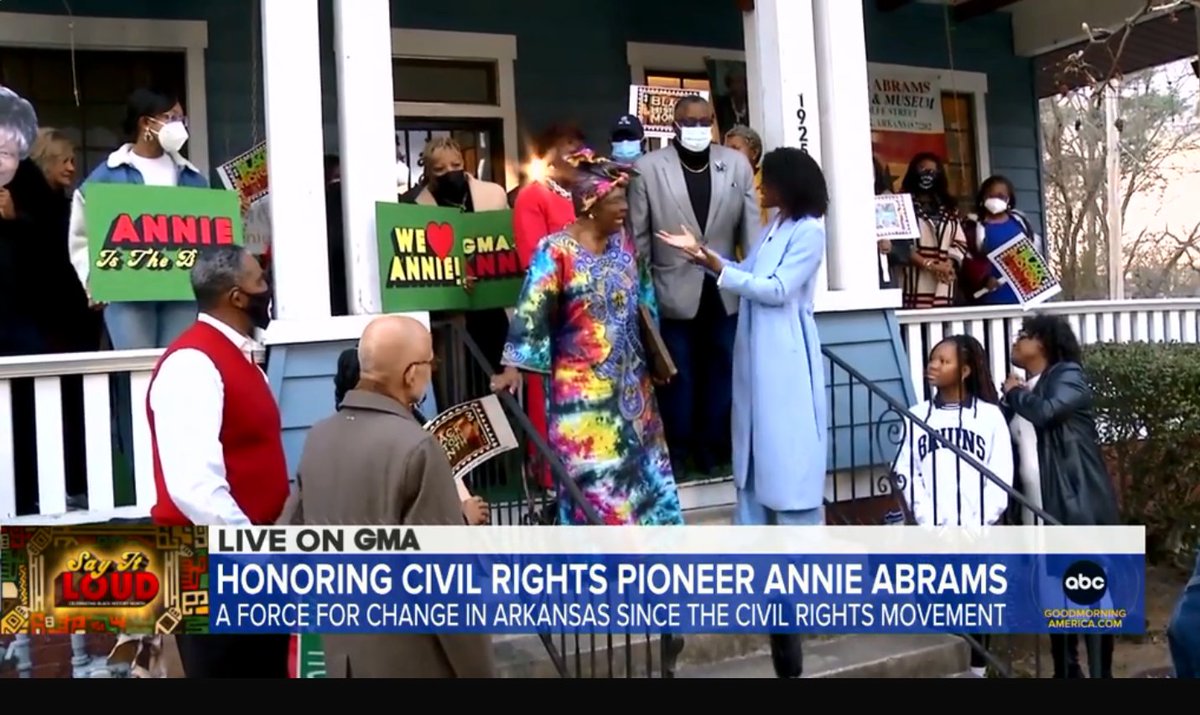 <a href="/GMA/">Good Morning America</a> Good Morning America's <a href="/janai/">Janai Norman</a> broadcasts nationwide Black History tribute honoring Little Rock civil rights icon Annie Abrams. <a href="/WellsFargo/">Wells Fargo</a> donates $25,000. See story at BlackConsumerNews.com here: bit.ly/3gdj6An. See