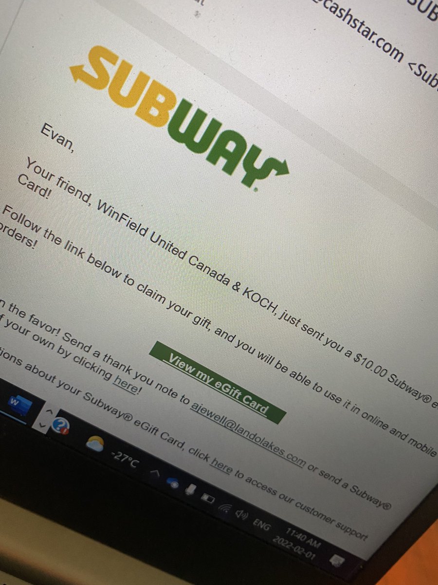 Good start to the #WUCAcademy! Thanks to <a href="/KochAgServices/">Koch Agronomic Services</a> for the subway gift card!