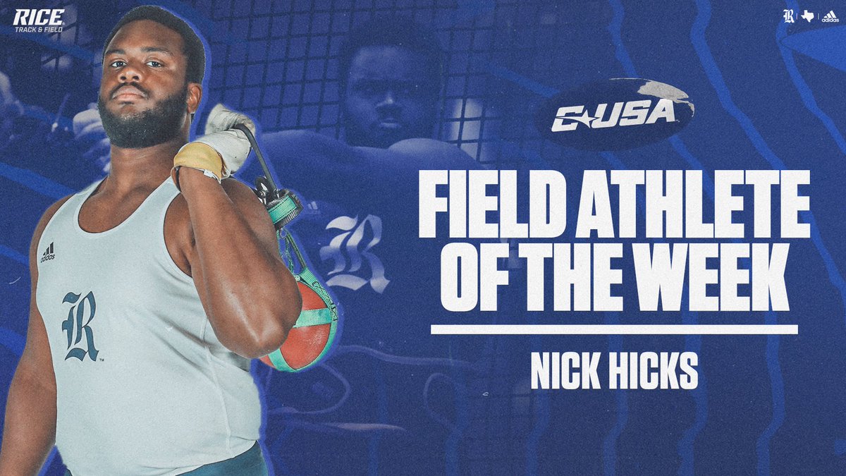 THIS JUST IN | <a href="/NickHicks77/">Nicholas Hicks</a> has been named the #CUSATF Men’s Indoor Field Athlete of the Week! 

📰 » RiceOwls.co/HicksAOW

#GoOwls👐 x #RFND
