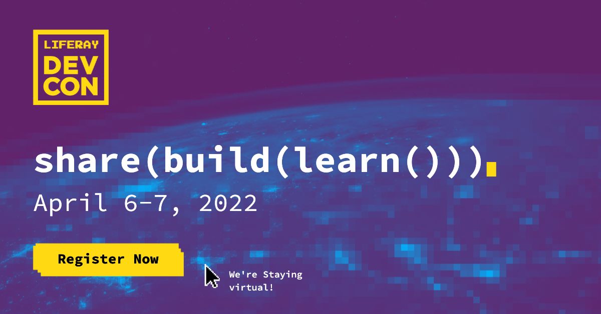 Registration for our 🌏 𝗪𝗢𝗥𝗟𝗗 𝗪𝗜𝗗𝗘 𝗗𝗘𝗩𝗖𝗢𝗡 🌏 is now open! Get ready to get online and connect with Liferay developers across the globe. Reserve your spot today: ow.ly/J0At50HJzqw