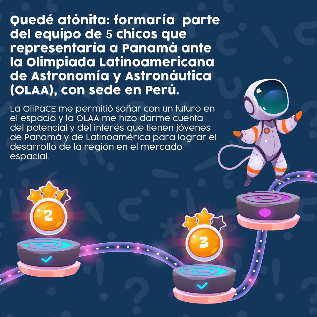 JovenesUxLaE's tweet photo. Sofía Pérez, egresada del #LLAC2020, nos habla acerca de su experiencia y de la importancia de que nuestro país participe de la economía espacial global 🚀 en su artículo  📰 Sueños más allá del cielo 🗞️ https://t.co/TnY6IPihAR

#HablemosDeEducación
#IncidePanamá https://t.co/TeD0pCbWUz