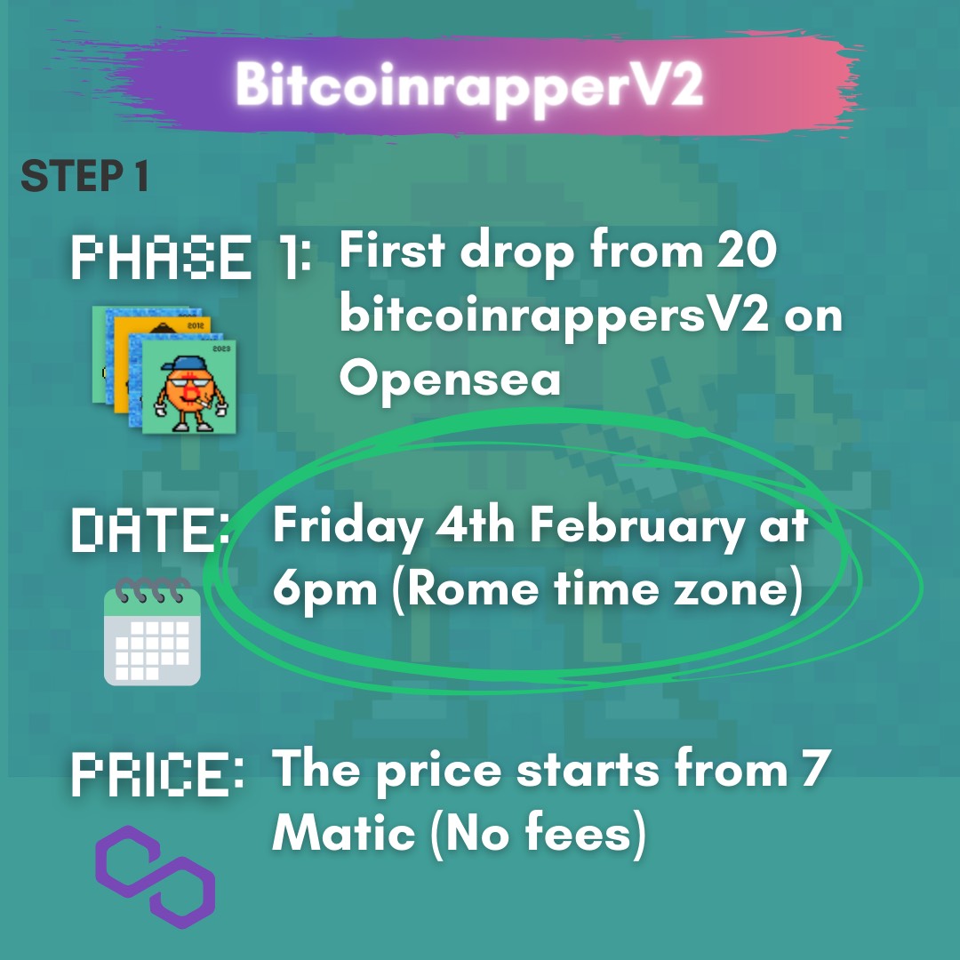 BitcoinrapperV2's tweet photo. The First drop Is coming🎉

0.004 eth (matic network with low fees)

Join the Discord Channel in bio👥

#nft #NFTCommunity #bitcoin https://t.co/3VJvr5ECpv