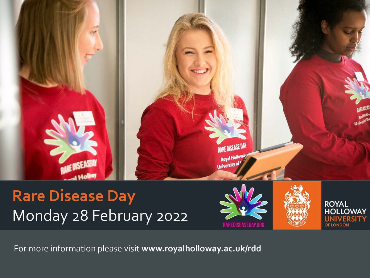 We are delighted to announce that <a href="/RoyalHolloway/">Royal Holloway</a> <a href="/RHULBioSci/">RHUL Biology</a> #RareDiseaseDay event will take place virtually on Monday 28 Feb. Directed to school years 10, 11 and 12, will have lectures, exhibition, speed dating and a hands-on activity. All information at rhul.ac.uk/rdd