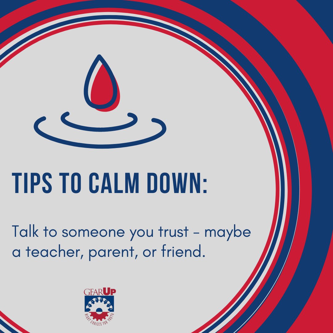 GEARUPMass's tweet photo. Processing our emotions in a healthy way is important for all ages. We're sharing "calm down" tips that are useful both in-and-out of a school setting! 🏫⌛🎓 #StepsForSuccess #WeAllHaveEmotions #AngerManagement #StayCalm #Tips #YouGotThis #Relax https://t.co/3R07k6iV9n