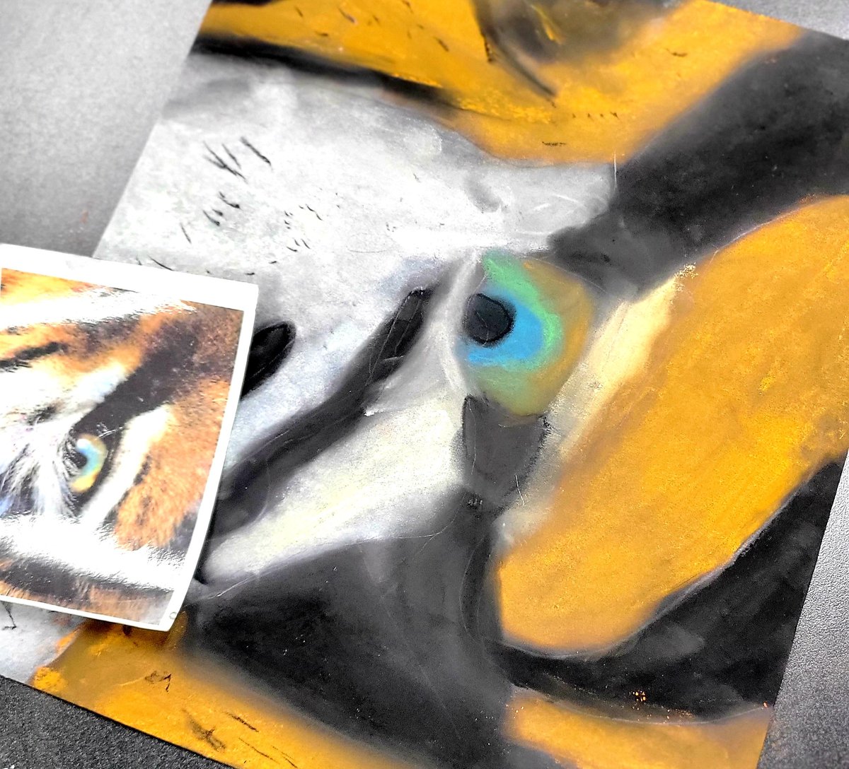 DMSArtMrs_Craig's tweet photo. Loving how these Intermediate Art chalk pastel animal eyes are coming along!! #DMSArt #ComalFineArts #drawing #arted https://t.co/84GOPdph5P