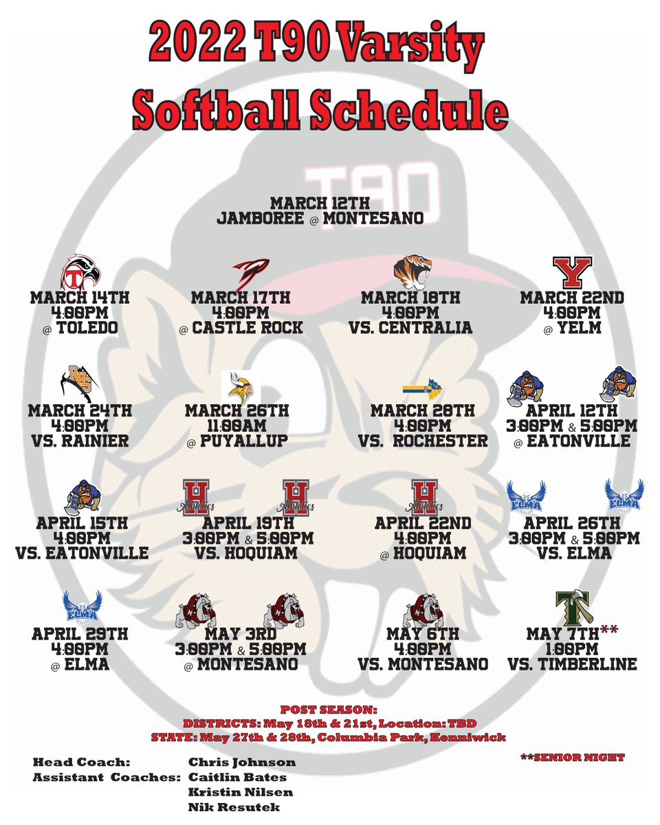 Varsity Schedule is set... Going to be a tough schedule but if we want to compete at the top level, we need to play the best... #SPECIALSEASON #T90SOFTBALL
