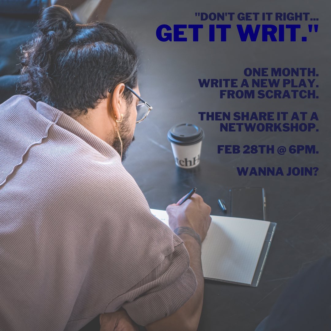 ✏️ We’re going to start writing a play today and we’re inviting you to join us! ✏️ 

📝 If you’ve got the seed of an idea, or even if you haven’t, we want to help you start writing. Don’t worry about format, don’t worry about structure, you can write a play, short, film…