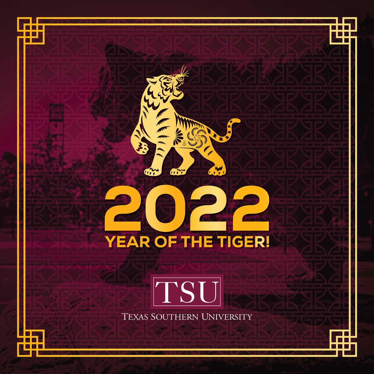 TexasSouthern's tweet image. Embrace 2022 – Year of the Tiger! A happy new year to those who celebrate the Chinese #LunarNewYear today. May the Year of the Tiger bring positive transformation, good fortune and good health for us all.  Go Tigers! 🐅