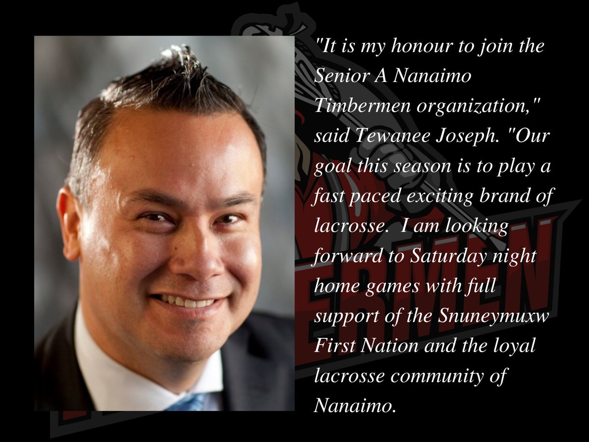 Tmenlax's tweet photo. The Nanaimo Senior A Timbermen are excited to announce our new Head Coach and Vice President of Lacrosse Operations, Tewanee Joseph. Tewanee is more than just an coach - we encourage you to visit https://t.co/J0pcaaqbGk for more information. #GoTmen @WLALacrosse @Tewanee https://t.co/IZAKZP8uHB