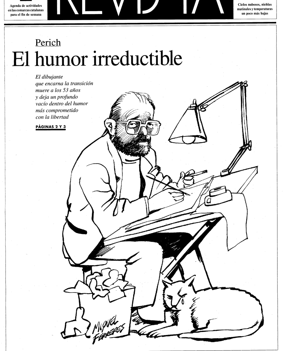 kapdigital's tweet photo. Recordo perfectament aquell dijous fred de 1995, avui fa 27 anys. La mort inesperada de Jaume Perich ens va colpir i va deixar un esvoranc enorme. La seva lucidesa mordaç havia acompanyat el pas del franquisme a això que en diuen democràcia... Però, qui era Perich? https://t.co/vW4cbRvmkZ