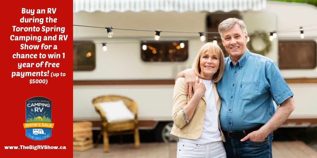 Purchase an #RV from one of our Exhibitors during #TheBigOne and you'll be entered for a chance to get your payments paid for the 1st year!  (Up to $5,000)
Advance Tickets &gt;&gt; bit.ly/2ssUbTR.
#rvlife #destinationontario #getoutside