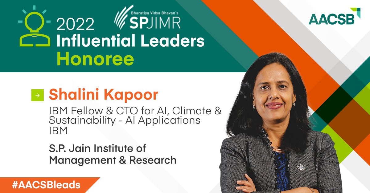 Business education nurtures exceptional leaders and industry innovators. Our nominee, Shalini Kapoor @shalinikap has been recognized as an @AACSB 2022 Influential Leader. Read her inspiring story here: 
aacsb.edu/about-us/advoc…
#AACSBleads #SPJIMR #IamSPJIMR #CourageHeart #Leader